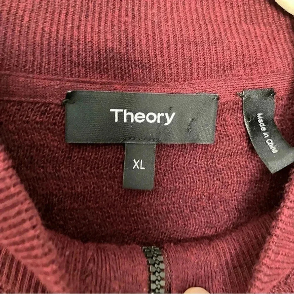 Theory burgundy 100% cotton full  zip sweater - Picture 6 of 6
